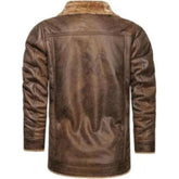Veste en cuir de mouton véritable marron pour pilote militaire américain pour homme
